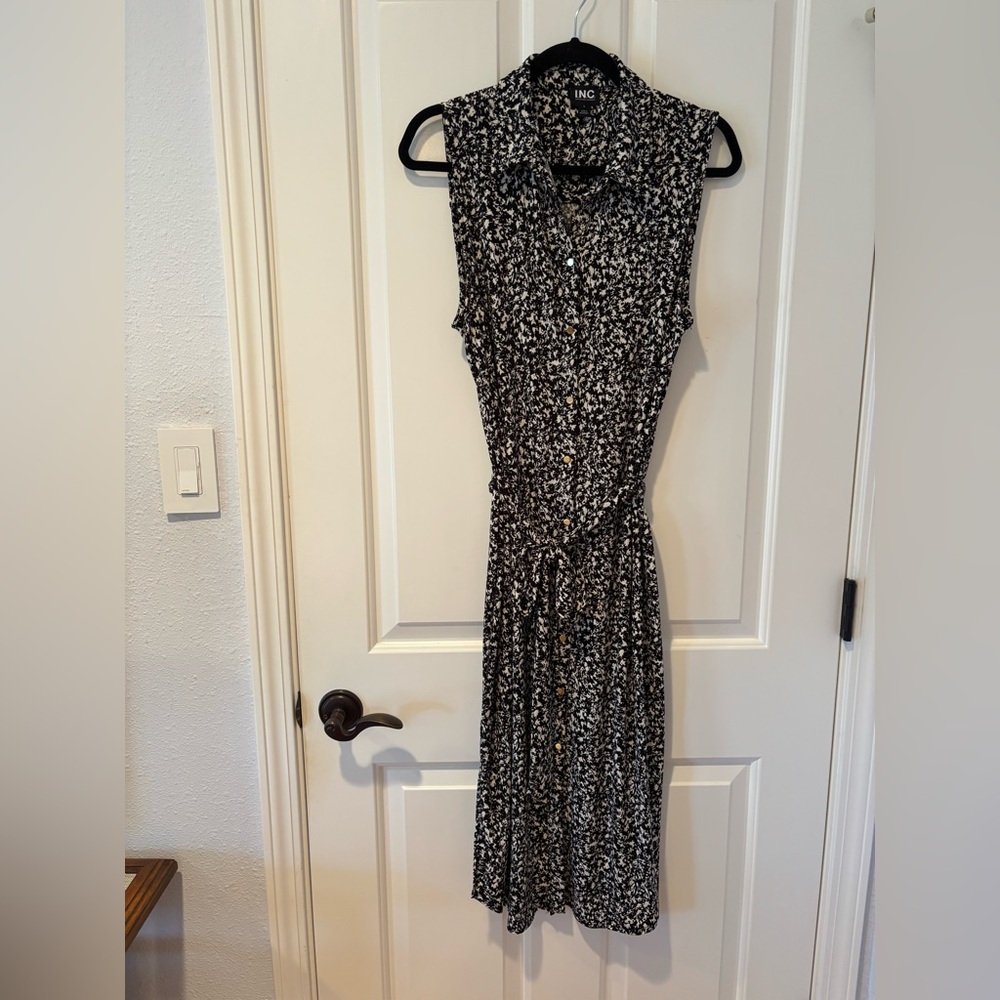 INC International Concepts Black and White Sleeveless Midi Dress